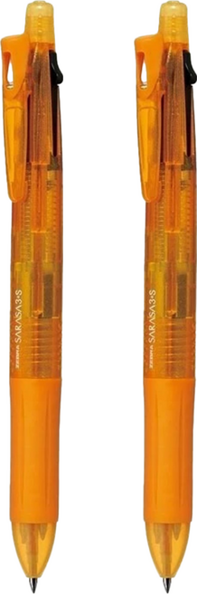 ZEBRA 斑馬牌 SARASA 3色多功能原子筆 SJ3 輕盈收納的筆夾, 橙色, 2支