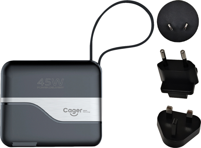 cager 卡格爾 3合1 45W PD 快充行動電源 + 轉接頭 Type-C, PD151W, 黑色