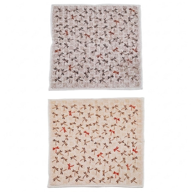imabari towel 今治毛巾 瞬吸速乾蜻蜓系純棉方巾 25g, 米黃色 + 灰色, 2條