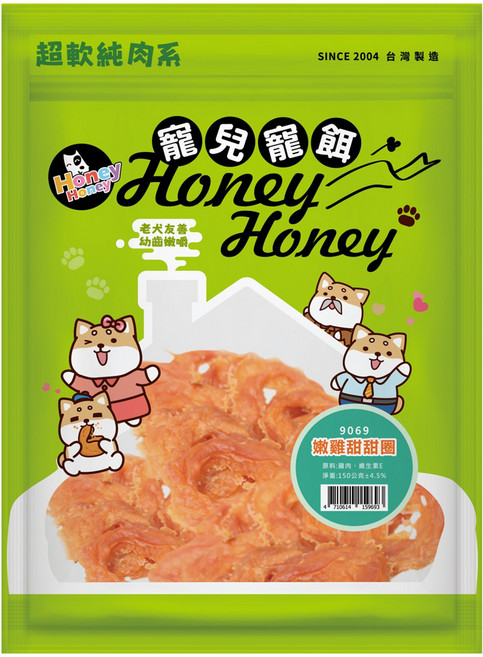 Honey Honey 寵兒寵餌 犬用零食, 9069 嫩雞甜甜圈, 150g, 1包