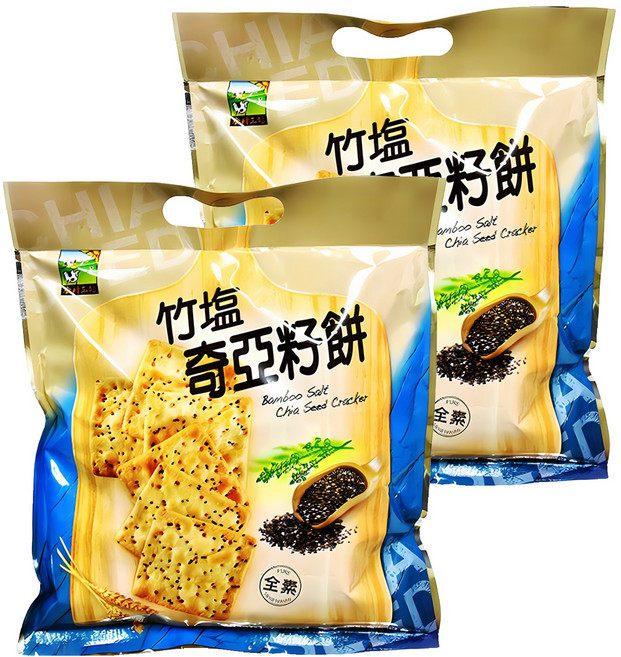 食材工坊 竹鹽奇亞籽餅, 300g, 2袋