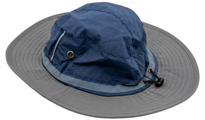 情侶款戶外涼感遮陽防曬登山帽, 灰邊藏青