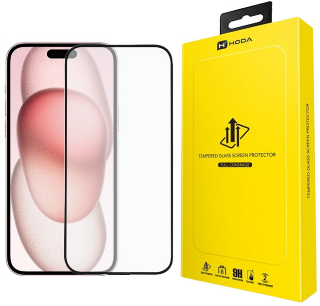 HODA 好貼 智慧型手機 2.5D滿版 玻璃保護貼 iPhone 16/15 附無塵太空艙貼膜神器 9H Glossy 透明 1盒