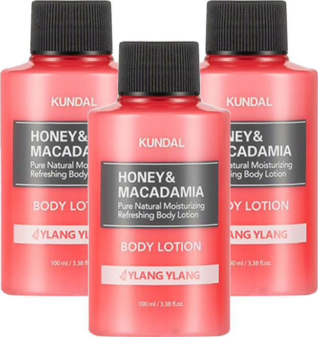 KUNDAL 昆黛爾 蜂蜜&澳洲堅果保濕潤膚乳 依蘭香, 100ml, 3瓶