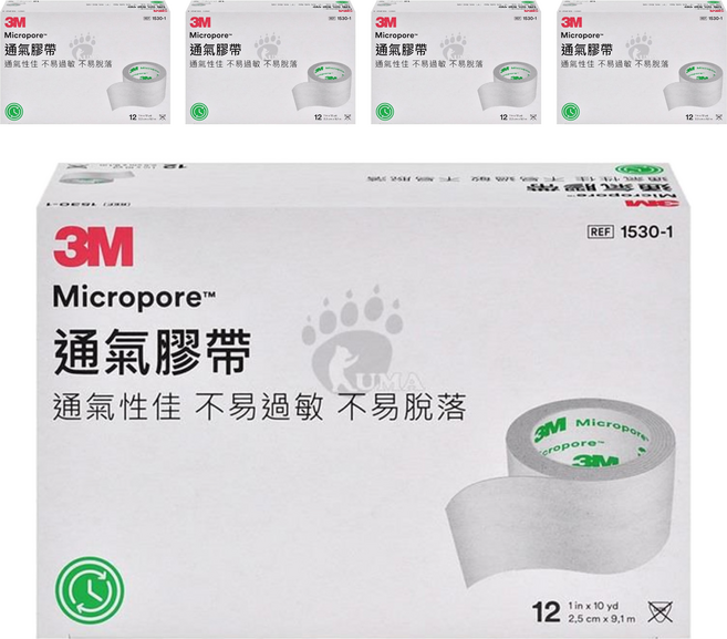 3M Nexcare 透氣膠帶 未滅菌 1530-1 白色, 12捲, 5盒