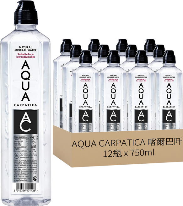 AQUA CARPATICA 喀爾巴阡 天然礦泉水, 750ml, 12瓶