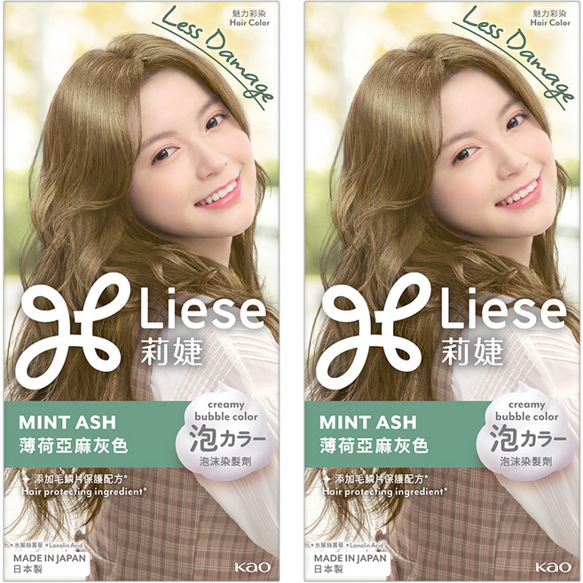 Liese 莉婕 泡沫染髮劑, 薄荷亞麻灰色, 2個