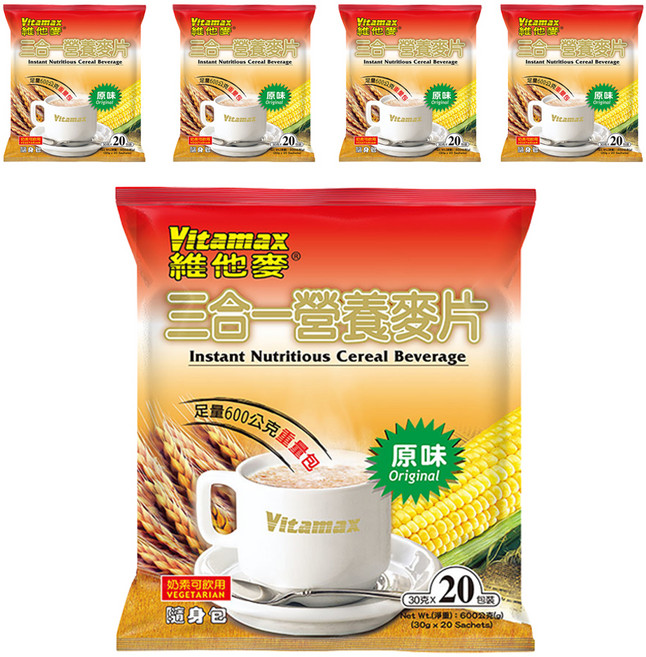 Vitamax 維他麥 三合一麥片 原味, 600g, 5袋