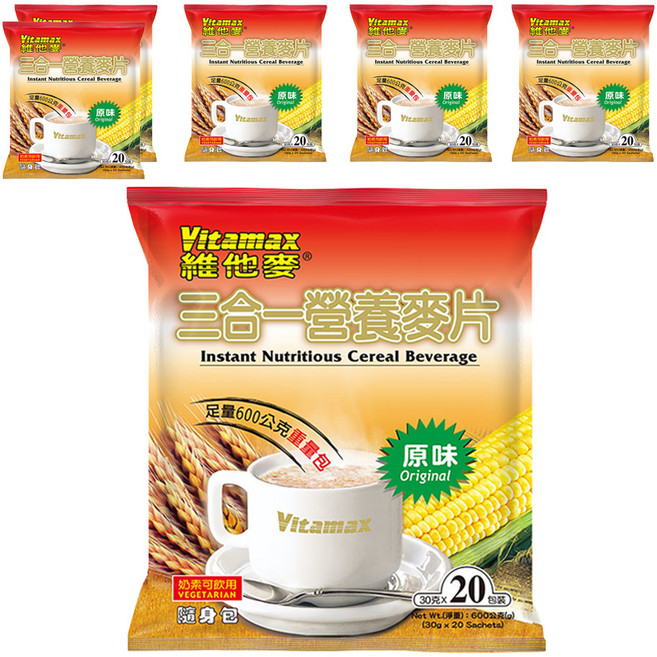 Vitamax 維他麥 三合一麥片 原味, 600g, 6袋