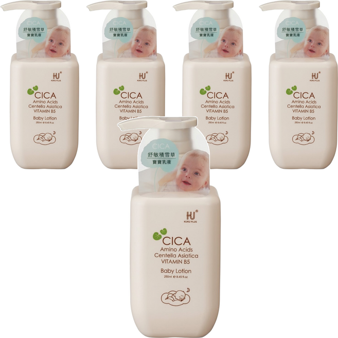 KU.KU Duckbill 酷咕鴨 KUKU PLUS 舒敏積雪草寶寶乳液, 250ml, 5瓶