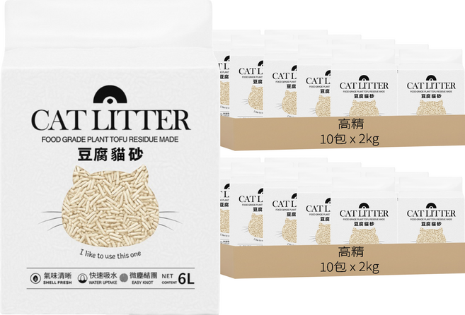 高精寵物 CAT LITTER 豆腐貓砂, 原味, 6L, 20包
