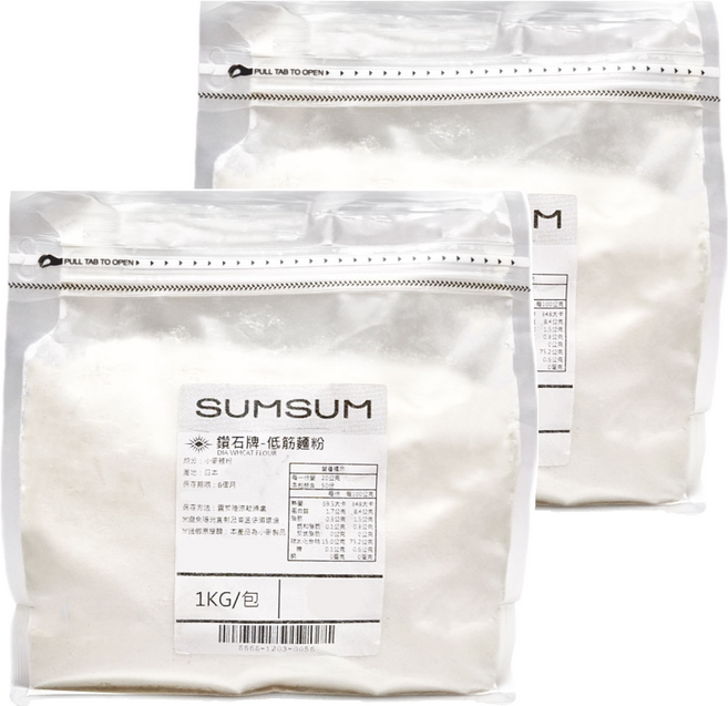 SUMSUM 食食富 鑽石牌 低筋麵粉, 1kg, 2袋