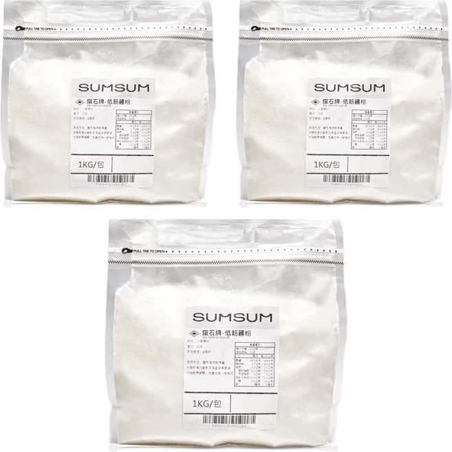 SUMSUM 食食富 鑽石牌 低筋麵粉, 1kg, 3袋