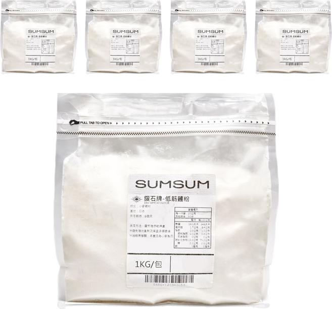 SUMSUM 食食富 鑽石牌 低筋麵粉, 1kg, 5袋