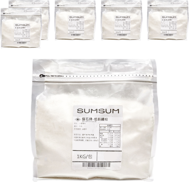 SUMSUM 食食富 鑽石牌 低筋麵粉, 1kg, 6袋