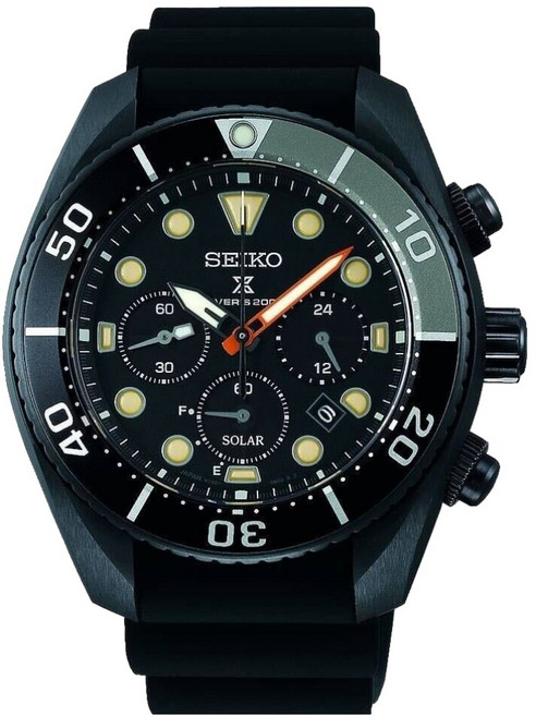 SEIKO 精工 PROSPEX 全黑系三眼水鬼太陽能潛水錶 SSC761J1 V192-0AE0SD 45mm