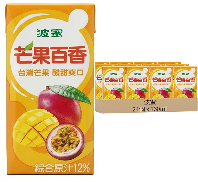 波蜜 芒果百香, 24個, 160ml