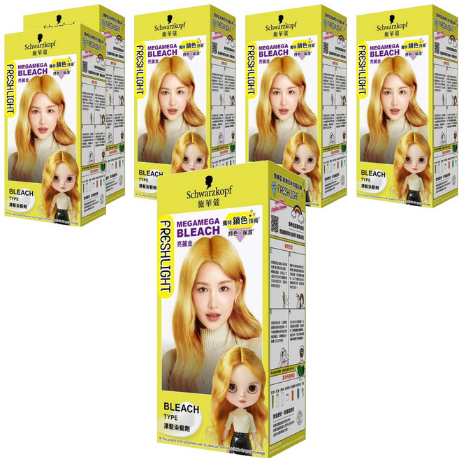 Schwarzkopf 施華蔻 FRESHLIGHT 漂色染髮劑 第一劑25g + 第二劑83ml 亮麗金, 6盒, 25g