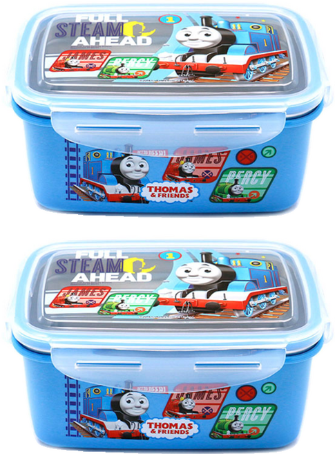 THOMAS&FRIENDS 湯瑪士小火車 印花不鏽鋼方形密封保鮮盒 6號, 1100ml, 2個