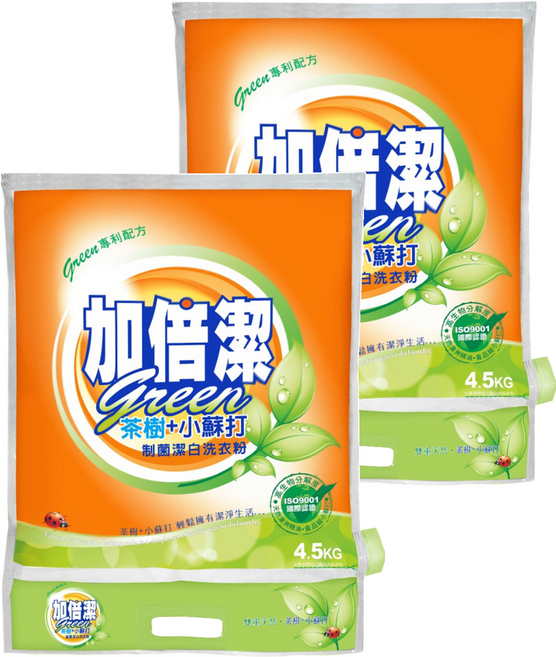 加倍潔 茶樹 + 小蘇打 制菌潔白洗衣粉, 4.5kg, 2袋