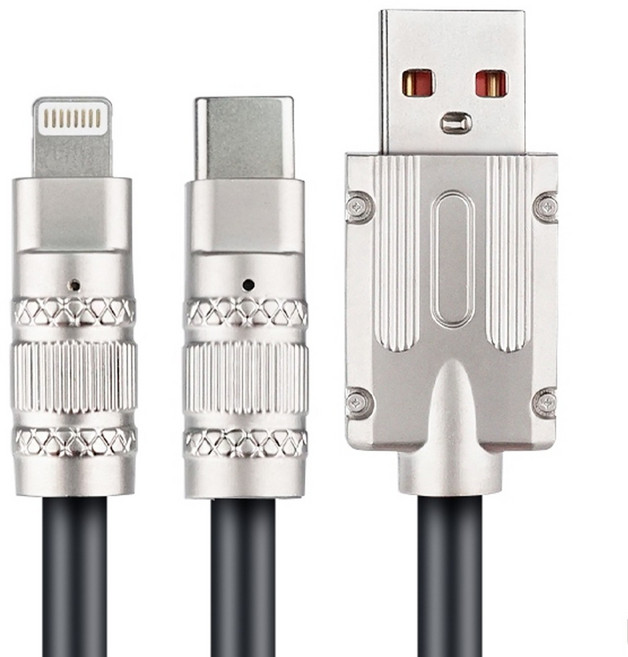 RONEVER 二合一液態軟膠充電線 C+IOS VPC178 85g, 120cm, 黑色, 1盒