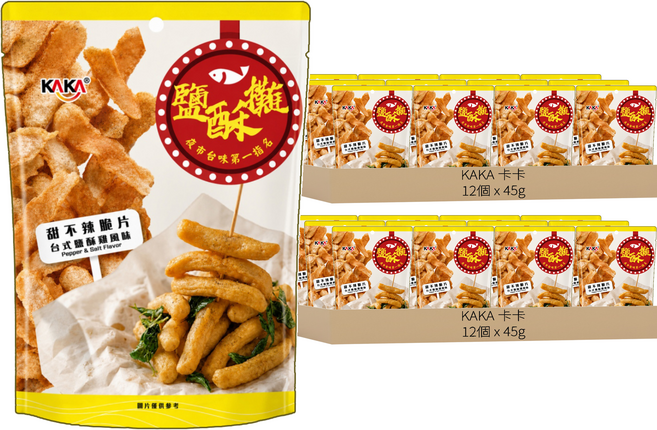 KAKA 卡卡 鹹酥攤甜不辣脆片 台式鹽酥雞風味, 45g, 24個