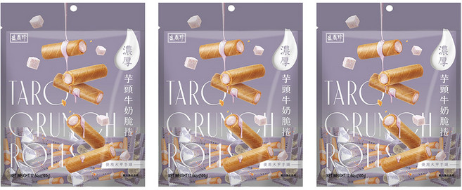盛香珍 濃厚芋頭牛奶脆捲, 500g, 3袋