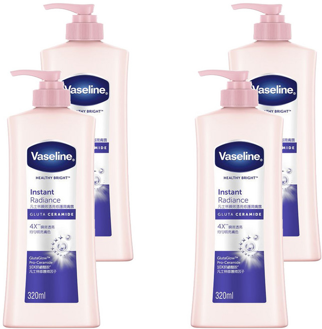 Vaseline 凡士林 瞬效透亮修護潤膚露, 320ml, 4件