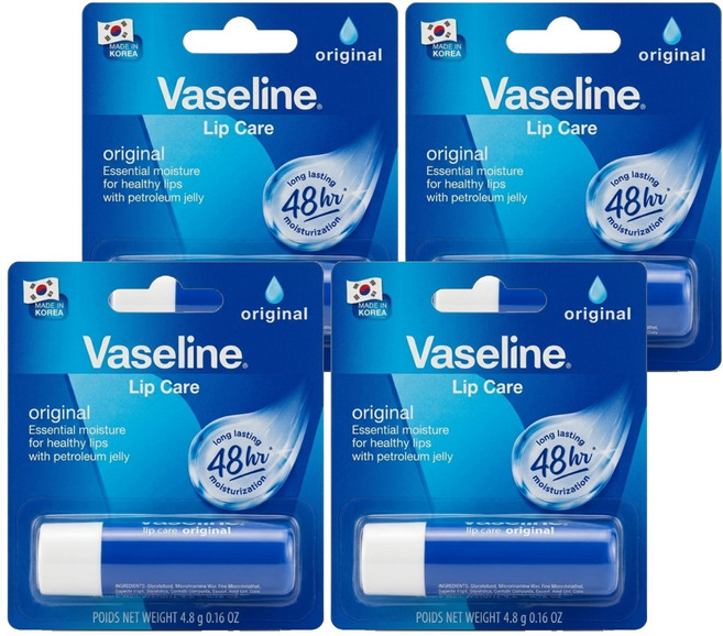 Vaseline 凡士林 護唇膏, 原味無香, 4.8g, 4支