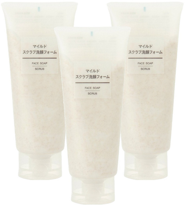 MUJI 無印良品 台灣公司貨 溫和去角質洗面乳, 200g, 3條