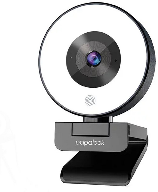 papalook 高畫質直播攝影機 三段美顏補光燈 雙降噪麥克風, PA552, Black