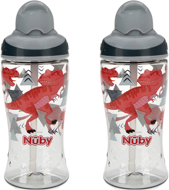 Nuby Tritan TT孩童吸管杯, 暴龍(深灰色), 2個, 360ml