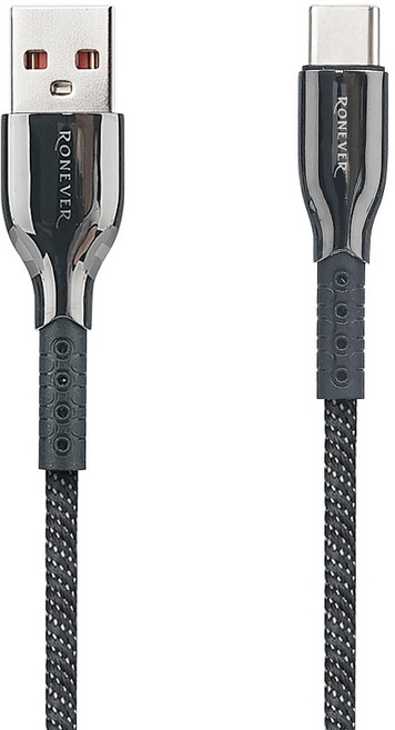 RONEVER 鋅合金編織充電傳輸線 USB-A-TYPE-C, 1m, 黑色, 1條