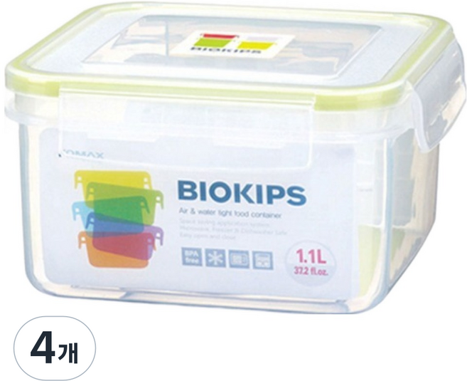 KOMAX NEW Biokeeps 密封容器 標準21號, 1.1L, 4個