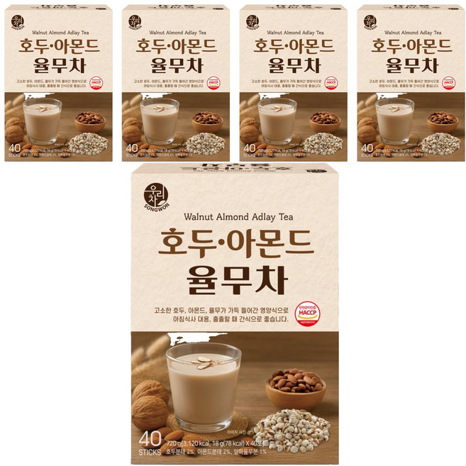 SONGWON 核桃杏仁薏仁茶, 18g, 40入, 5個