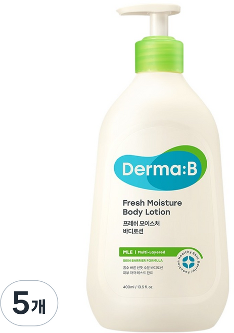 Derma B 清新保濕身體乳液, 400ml, 5個