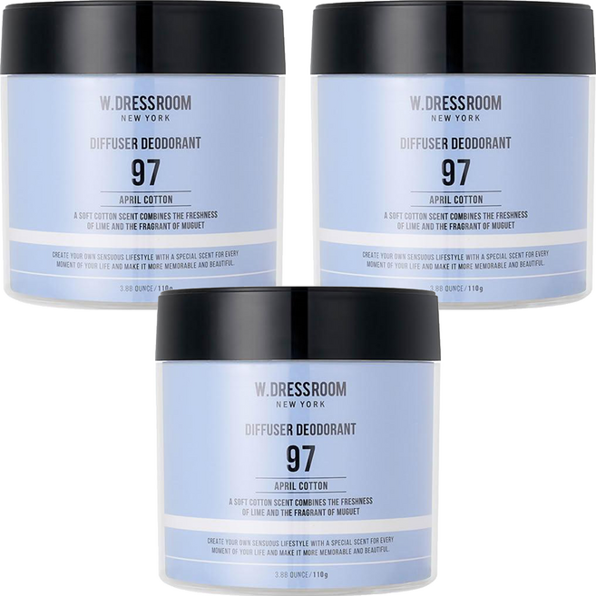 W.DRESSROOM 多麗絲 室內芳香劑, 110g, 3罐, No.97 April Cotton