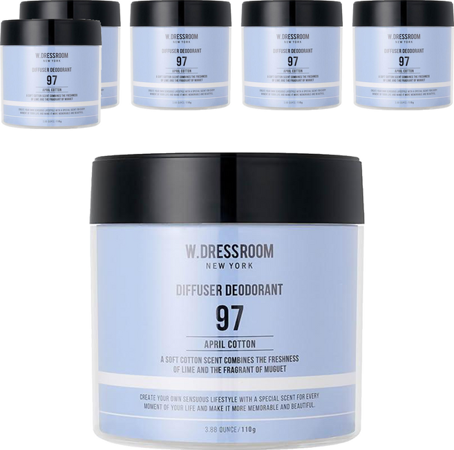 W.DRESSROOM 多麗絲 室內芳香劑, 110g, 6罐, No.97 April Cotton