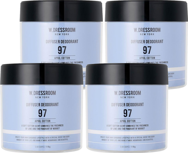W.DRESSROOM 多麗絲 室內芳香劑, 110g, 4罐, No.97 April Cotton
