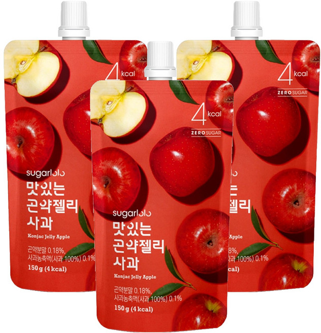 sugarlolo INTAKE 蒟蒻果凍飲 蘋果風味, 150g, 3包