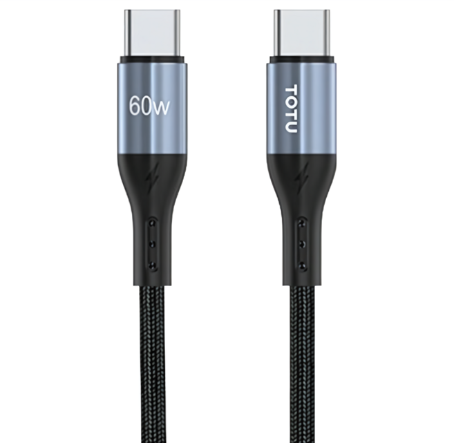 TOTU 拓途 極速2代 PD充電線傳輸線編織快充線Type-C 40g, 50cm, 銀色 + 黑色, 1條