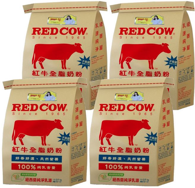 RED COW 紅牛 全脂奶粉, 4包, 1.5kg