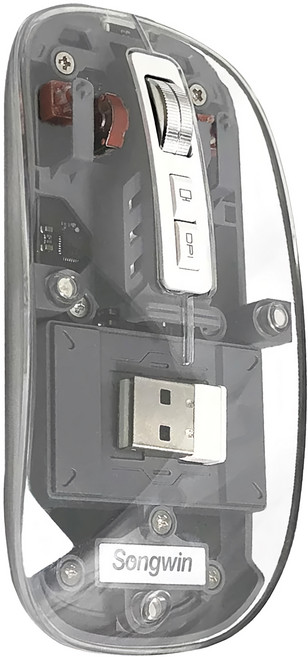 Songwin 尚之宇 透明灰 超薄 磁吸 Wireless Tri-mode 滑鼠 靜音設計 TYPE C 充電 2400 DPI 辦公 七彩呼吸燈 CY-M133-GR BSMI:R34617 NCC:CCAJ24LP5180T8