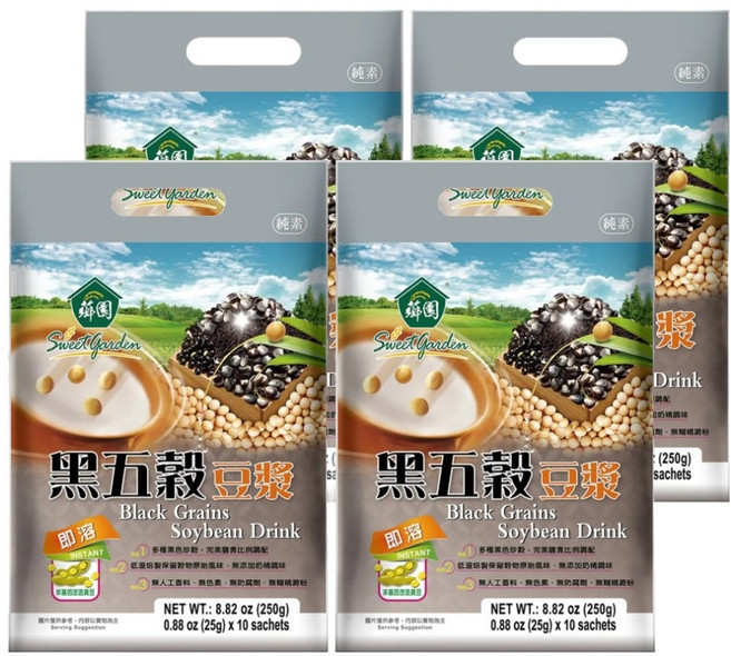 薌園 黑五穀豆漿, 25g, 10包, 4袋