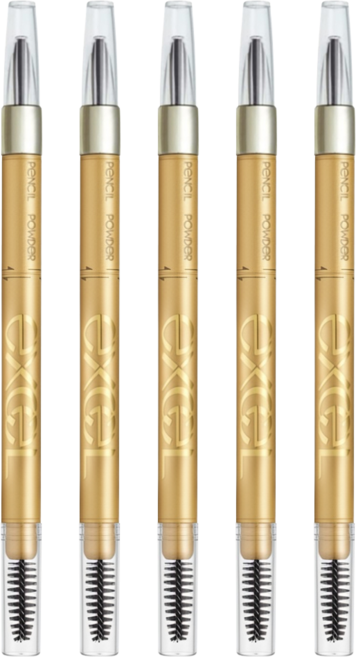 日本 excel 3合1持久造型眉筆 0.45g, 5支, PD14 紫褐色