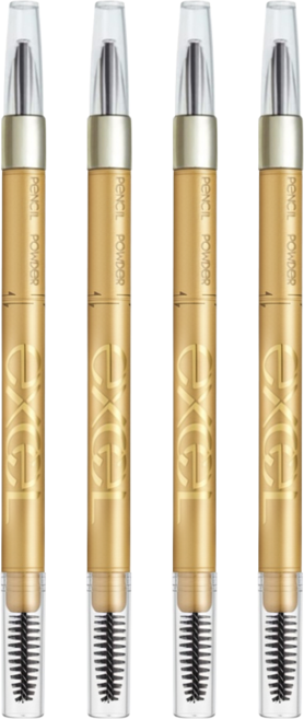 日本 excel 3合1持久造型眉筆 0.45g, 4支, PD14 紫褐色