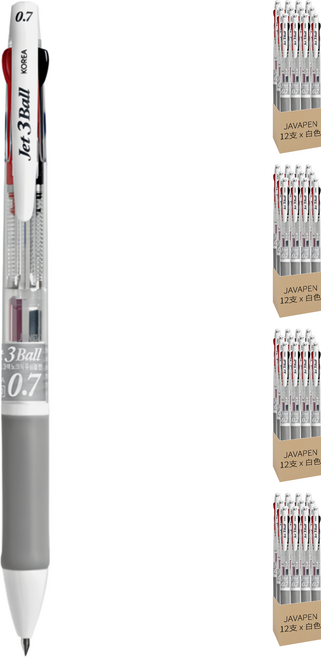 JAVAPEN Jet 3 Ball 油性三色筆 0.7mm, 白色, 48支