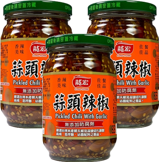 龍宏 蒜頭辣椒, 380g, 3罐