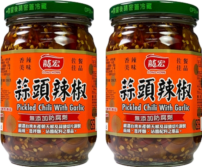 龍宏 蒜頭辣椒, 380g, 2罐