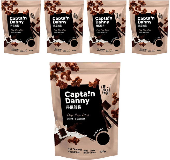 Captain Danny 丹尼船長 米米花 牛奶巧克力味, 100g, 5包